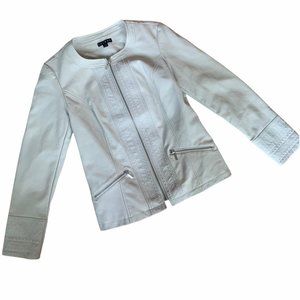Tribal Cream Faux Leather Zip Jacket Petite Small